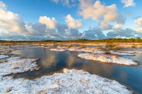 Boglake Inverno Com Nuvens Gelo — Fotografia de Stock