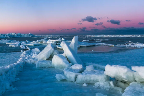 Costa Mar Con Hielo Temporada Invierno — Foto de Stock