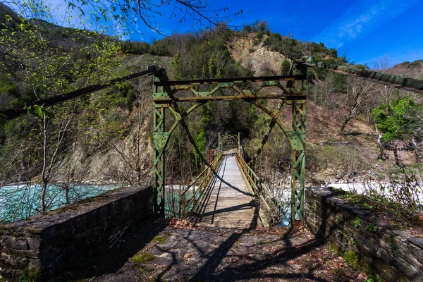 Viejo Puente Madera Las Montañas —  Fotos de Stock