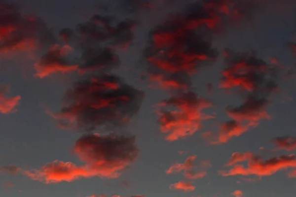 Ciel Couchant Avec Nuages Orange — Photo