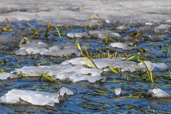 Kış mevsiminde nehirde buz