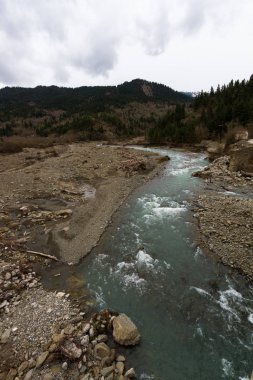 Bulutlu bir günde dağ nehri