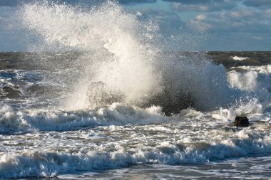 Baltık deniz kıyılarında dalgalar
