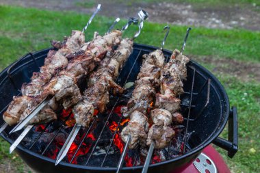 Kebap ızgarada pişiyor.