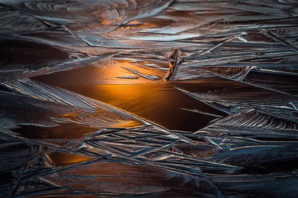 Strukturierung Der Eiszeichnung Sonnenuntergang — Stockfoto
