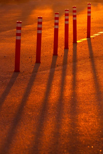 Postes Carretera Atardecer — Foto de Stock