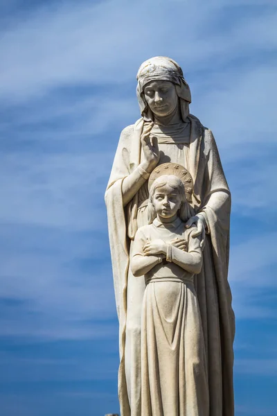 Estatua Cristiana Fondo Del Cielo Malta — Foto de Stock