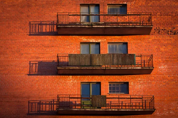 Brick Apartment Building Balconies — Stock Photo, Image