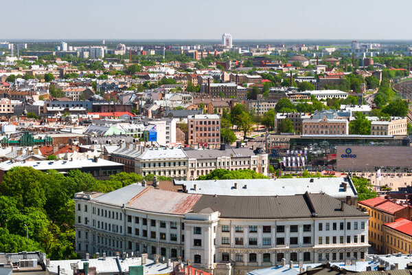 Aerial view of modern european city