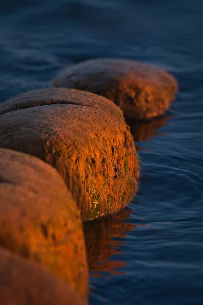 Pobřeží Baltského Moře Kameny Při Západu Slunce — Stock fotografie