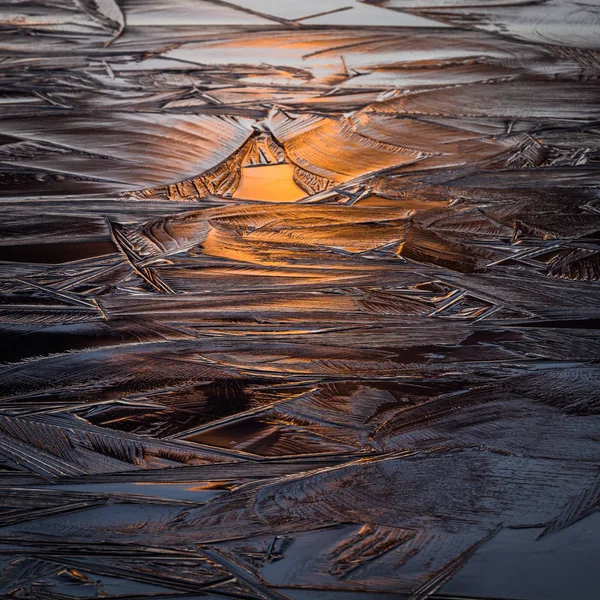 Structuring Ice Drawing Sunset — 스톡 사진