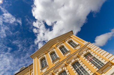 old building with the sky and clouds