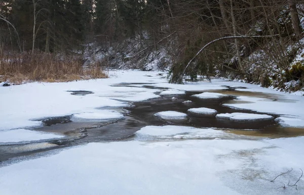 Rivière Avec Neige Glace — Photo