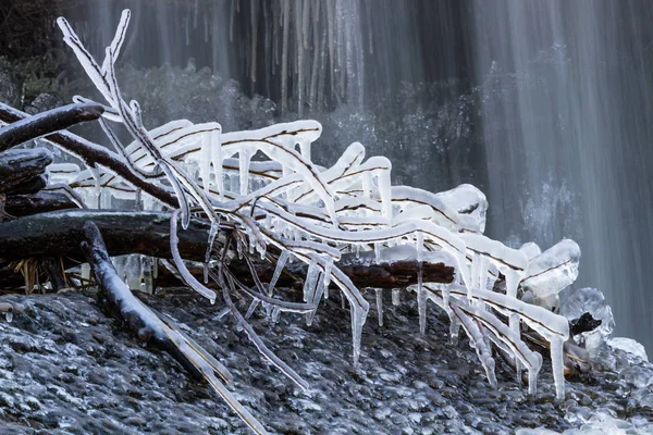 Hermosa Cascada Temporada Invierno — Foto de Stock