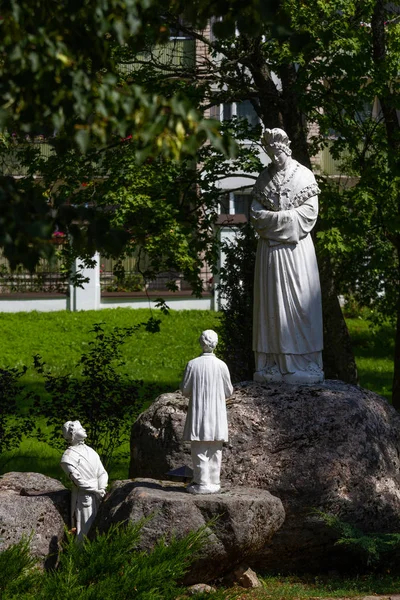 stock image Human christian monument in green yard