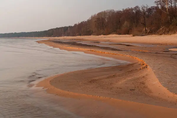 Sandige Küste Bei Sonnenuntergang — Stockfoto