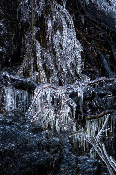 Gyönyörű Vízesés Téli Szezonban — Stock Fotó