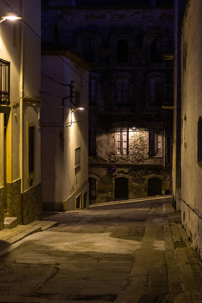 Old mediterranean european city at night time