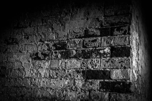 Interior of old abandoned brick dark building