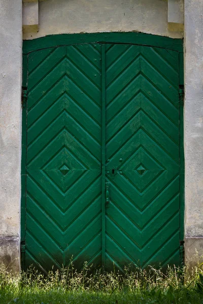 Green Door Old Church — Stock Photo, Image