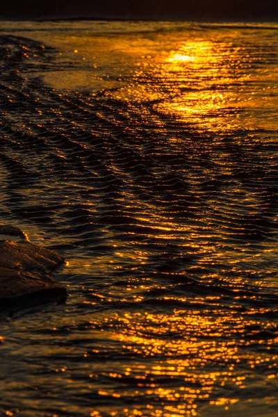 Steinmeer Küste Bei Sonnenuntergang — Stockfoto