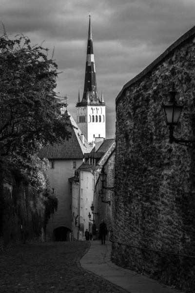 Alte Europäische Stadt Schwarz Weiß Tönen — Stockfoto