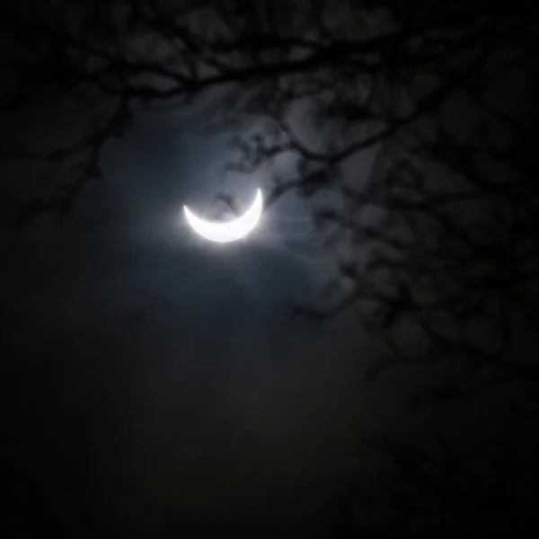 Луна Темном Ночном Небе — стоковое фото
