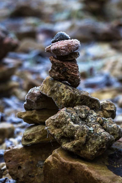 Tas Pierres Dans Forêt Gros Plan — Photo