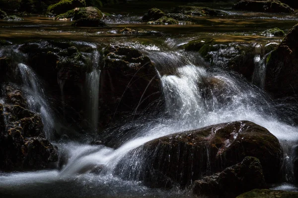 Cascada Con Piedras Bosque Salvaje —  Fotos de Stock