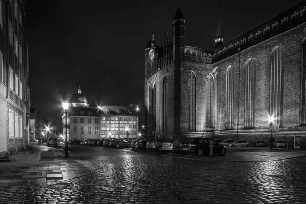 Gdansk Cidade Velha Noite — Fotografia de Stock