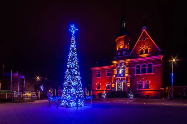 Red Christmas Tree Night — 스톡 사진
