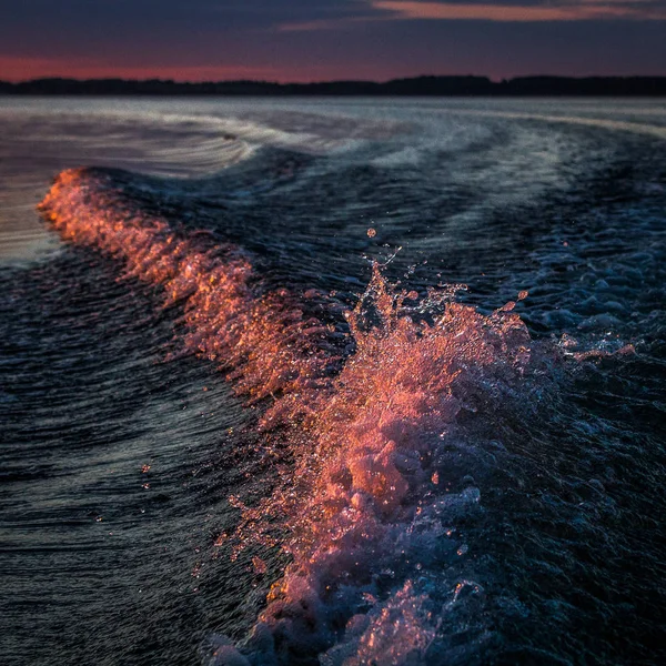 Ondas Água Rio Pôr Sol — Fotografia de Stock