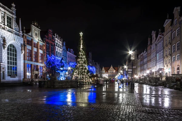 Gdansk Gamla Stan Natten — Stockfoto