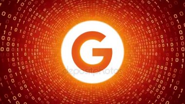 Editoryal animasyon: Beyaz Google logosu formu sarı ikili tünel turuncu zemin üzerine. Yeni Google 