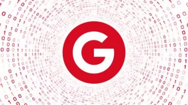Editoryal animasyon: Kırmızı Google logosu formu kırmızı ikili tünel beyaz arka plan üzerinde. Yeni Google 