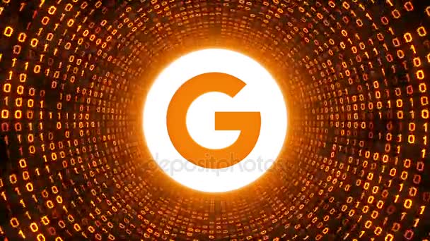 Animação Editorial Logotipo Branco Google Forma Túnel Binário Ouro Fundo — Vídeo de Stock
