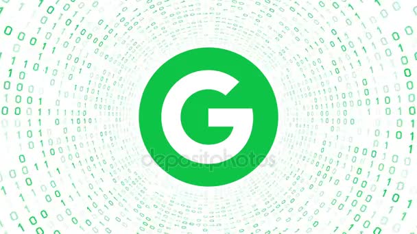 Animación Editorial Logotipo Verde Google Forma Túnel Binario Verde Sobre — Vídeo de stock
