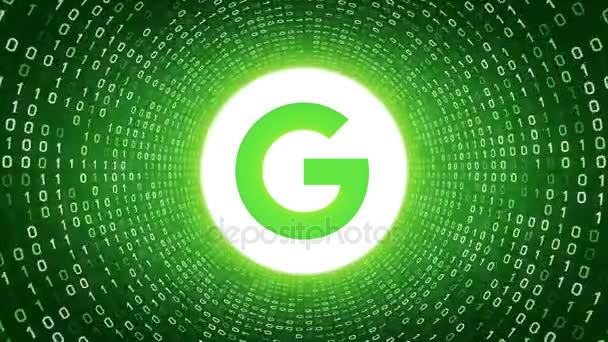 Editorial Animation White Google Logo Form White Binary Tunnel Green — Stock Video