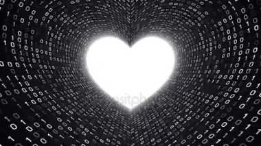 Siyah arka plan üzerine beyaz kalp simgesi formu beyaz ikili tünel. Sorunsuz döngü. Daha fazla simge ve benim portföyünde mevcut renk seçenekleri.