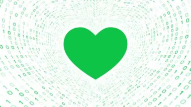 Beyaz zemin üzerine yeşil kalp simgesi formu yeşil ikili tünel. Sorunsuz döngü. Daha fazla simge ve benim portföyünde mevcut renk seçenekleri.