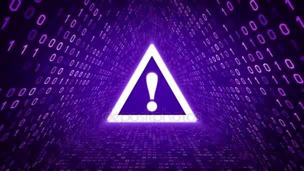 Signo Atención Blanco Forma Túnel Binario Púrpura Sobre Fondo Púrpura — Vídeo de stock