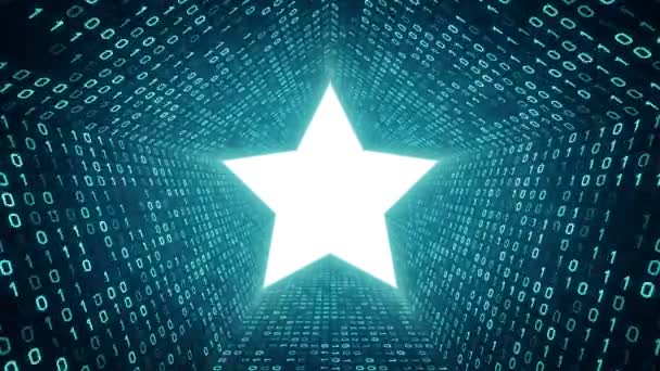 Mavi Zemin Üzerine Beyaz Yıldız Simgesi Formu Camgöbeği Ikili Tünel — Stok video