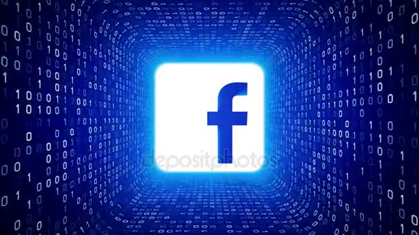 Editorial Animation: White Facebook logo form white binary tunnel on blue background. Seamless loop. More logotypes and color options available in my portfolio. — Stock Footage Editorial Animation: White Facebook logo form white binary tunnel on blue background. Seamless loop. More logotypes and color options available in my portfolio. Stock Video
