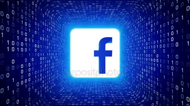 Editorial Animation Logo Facebook Putih Membentuk Terowongan Biner Putih Dengan — Stok Video