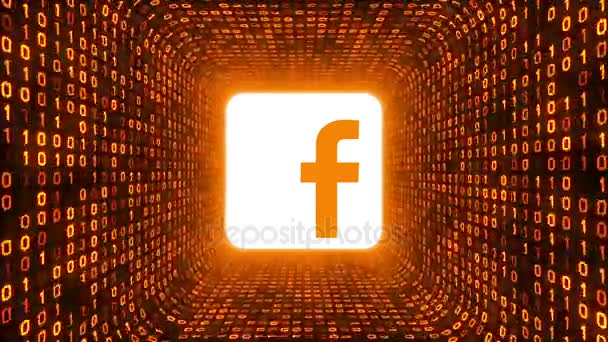 Editoriale Animazione Bianco Facebook Logo Forma Oro Tunnel Binario Sfondo — Video Stock