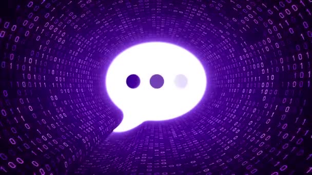 白语音气泡图标在紫色背景上形成紫色二进制隧道 现代传播理念 无缝循环 更多图标和颜色选项可在我的投资组合 — 图库视频影像