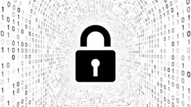 Beyaz arka planda siyah kilit simgesi formu siyah ikili tünel. Bilgisayar güvenlik kavramı. Sorunsuz döngü. Daha fazla simge ve benim portföyünde mevcut renk seçenekleri.