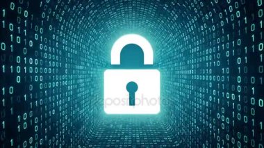 Siyah arka plan üzerine beyaz kilit simgesi formu camgöbeği ikili tünel. Bilgisayar güvenlik kavramı. Sorunsuz döngü. Daha fazla simge ve benim portföyünde mevcut renk seçenekleri.