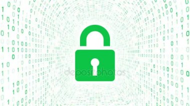 Beyaz zemin üzerine yeşil kilit simgesi formu yeşil ikili tünel. Bilgisayar güvenlik kavramı. Sorunsuz döngü. Daha fazla simge ve benim portföyünde mevcut renk seçenekleri.