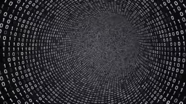 Siyah arka plan üzerine beyaz dijital ikili tünel. Sorunsuz döngü animasyon. Benim portföyünde mevcut daha fazla renk seçenekleri.